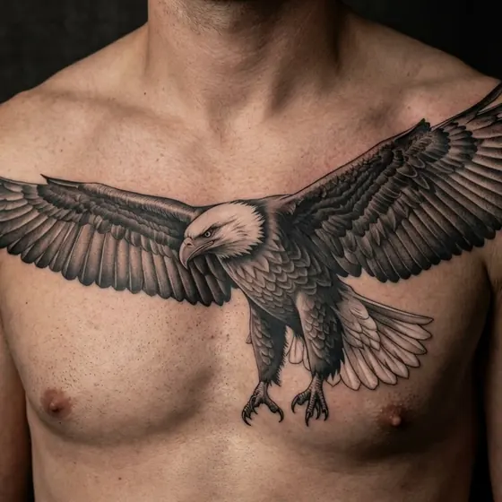The same eagle as a realism tattoo on a back