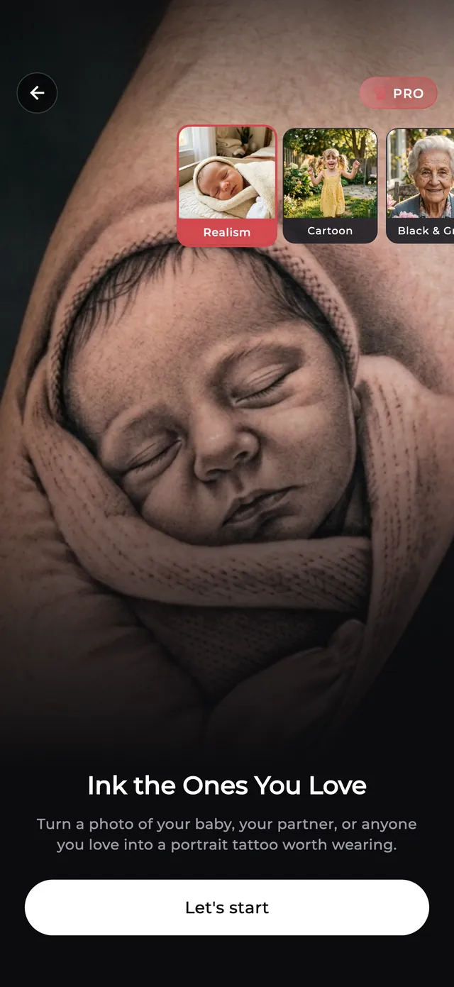 Portrait tattoo tool intro screen